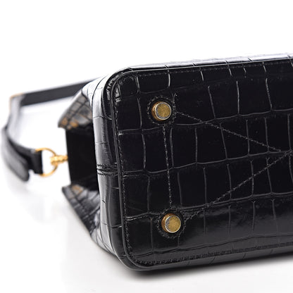Mulberry Calfskin Crocodile Embossed Mini Seaton Black 7 of 20