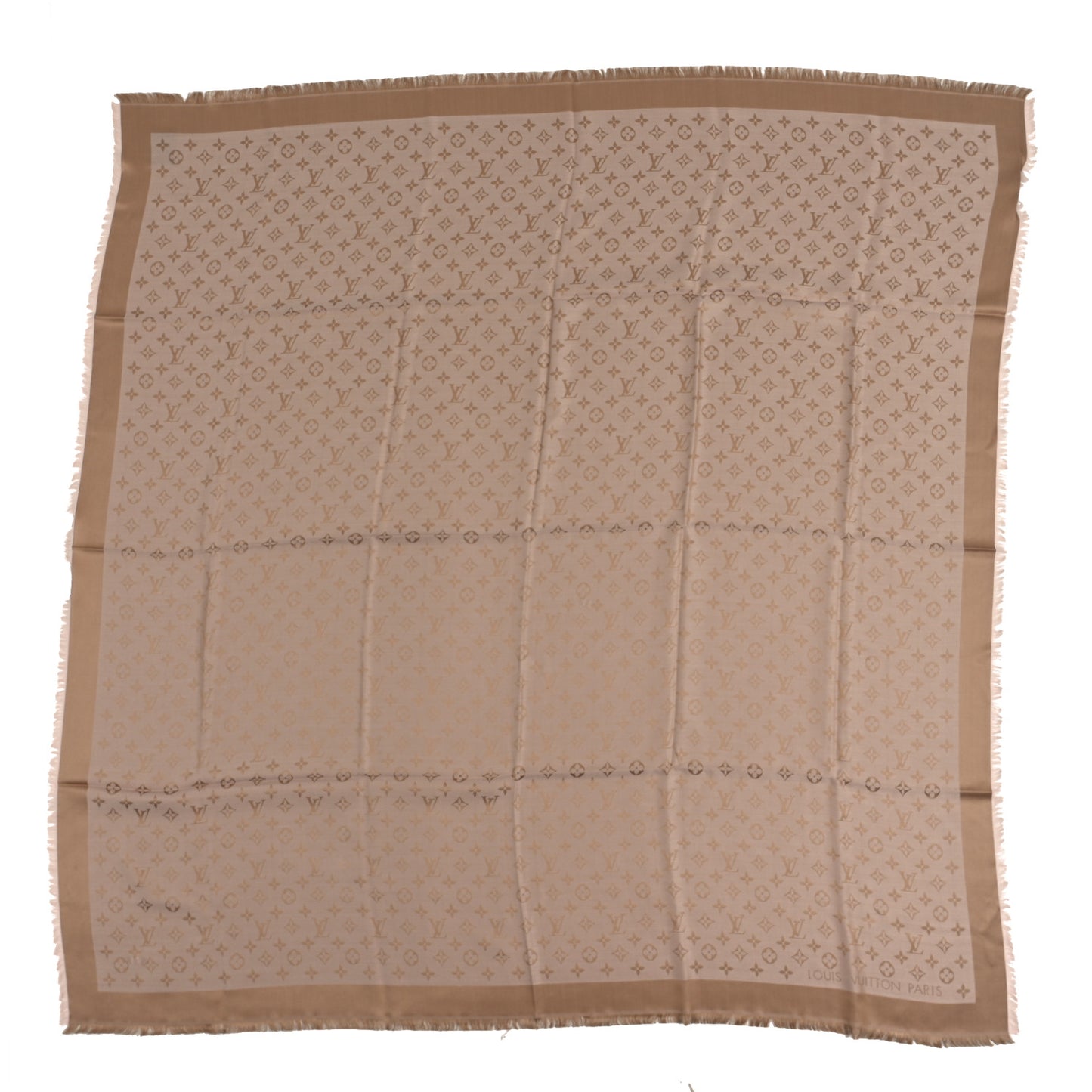 Silk Wool Monogram Denim Shawl Beige Rose