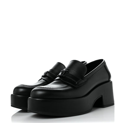 Chanel Calfskin CC Platform Loafers 35 Black 3 of 11