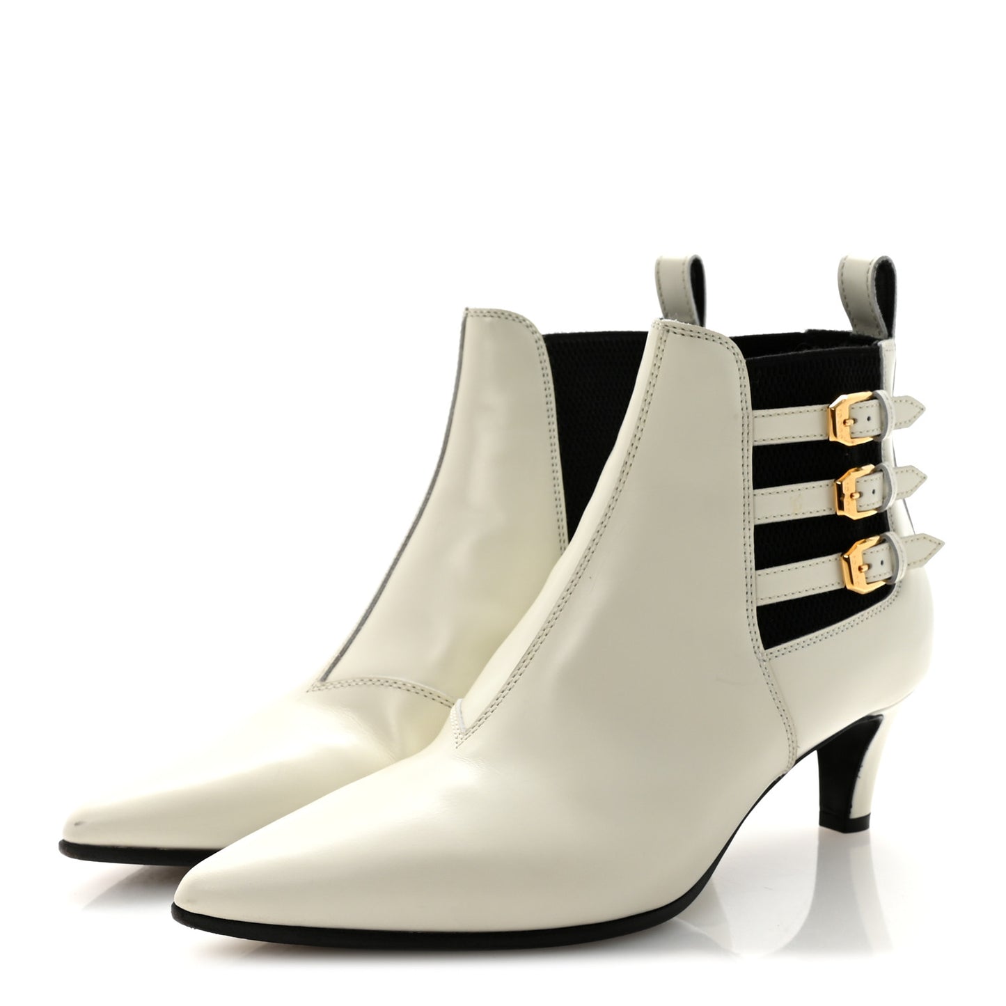 Cordovan Lux Ankle Booties 37.5 Dusty White Black