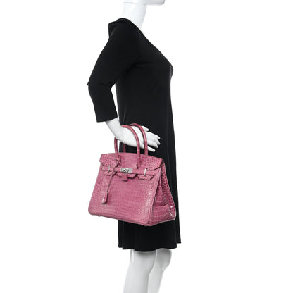 Hermes Shiny Porosus Crocodile Birkin 30 Fuchsia 2 of 10