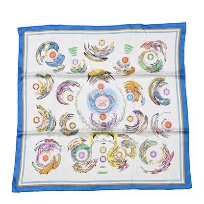 Hermes Silk Les Anamorphoses Scarf 70 Bleu Azur White Multicolor 1 of 5