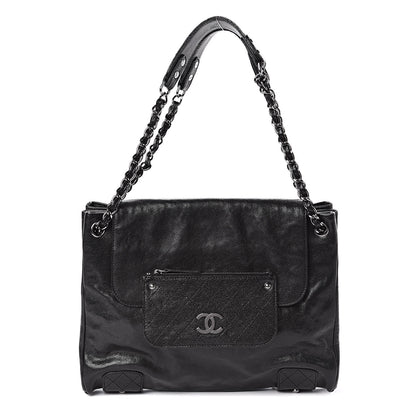 Chanel Glazed Caviar Pocket In The City Tote Black 1 of 11