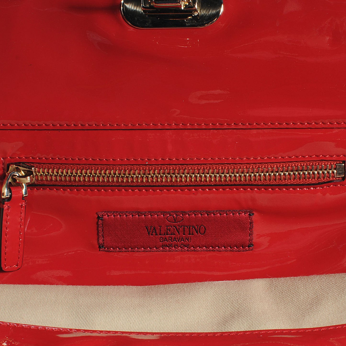 Patent Small Rockstud Tote Rosso Valentino