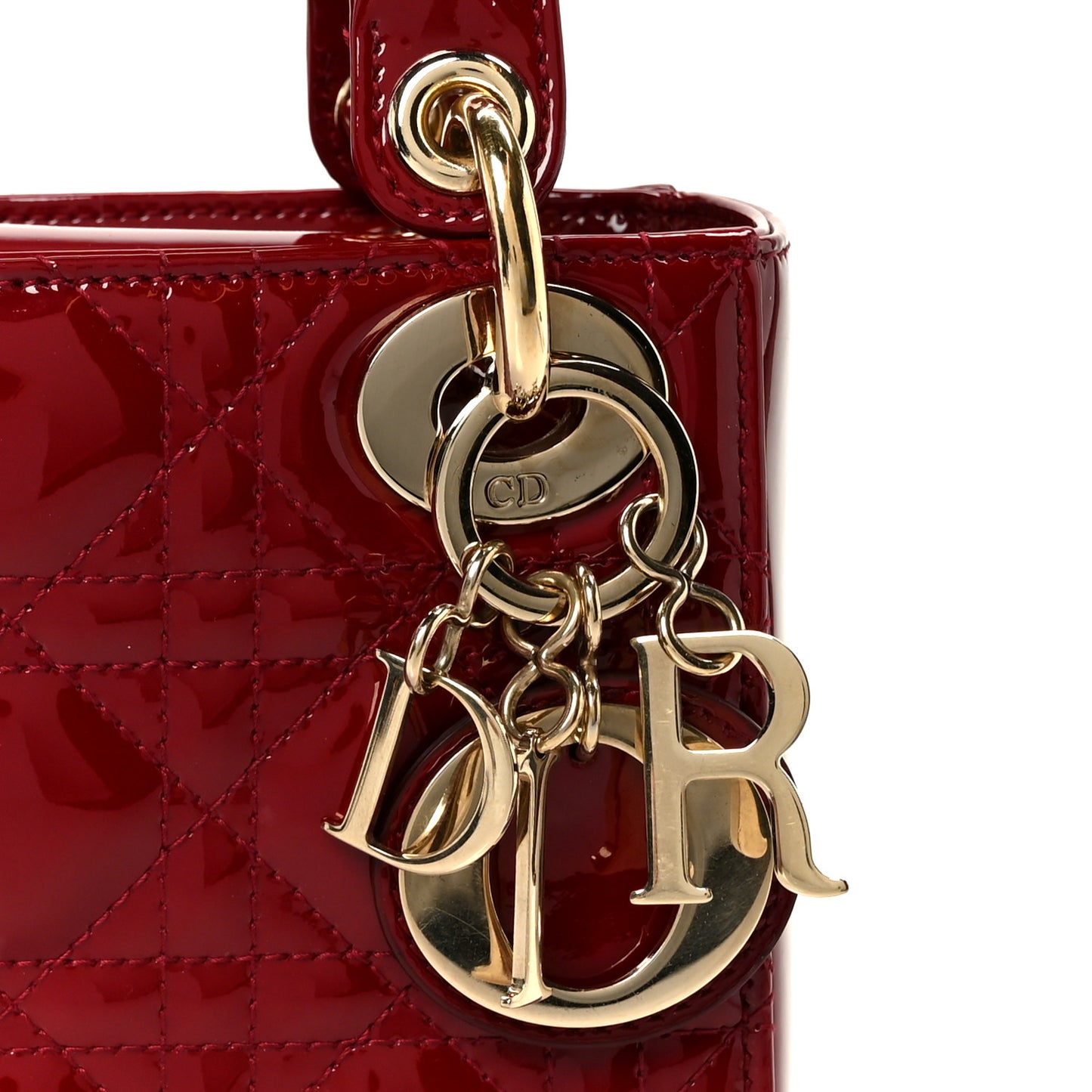 Patent Cannage Mini Lady Dior Red