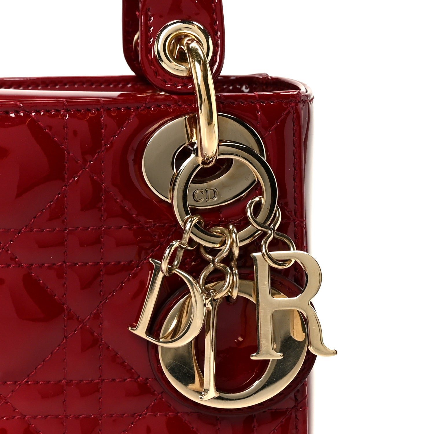 Christian Dior Patent Cannage Mini Lady Dior Red 7 of 9