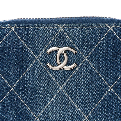Chanel Denim Quilted Zip Coin Purse Blue 8 of 11