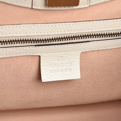 Gucci Grained Calfskin Web Stripe Butterfly Medium Totem Top Handle Bag White 7 of 10
