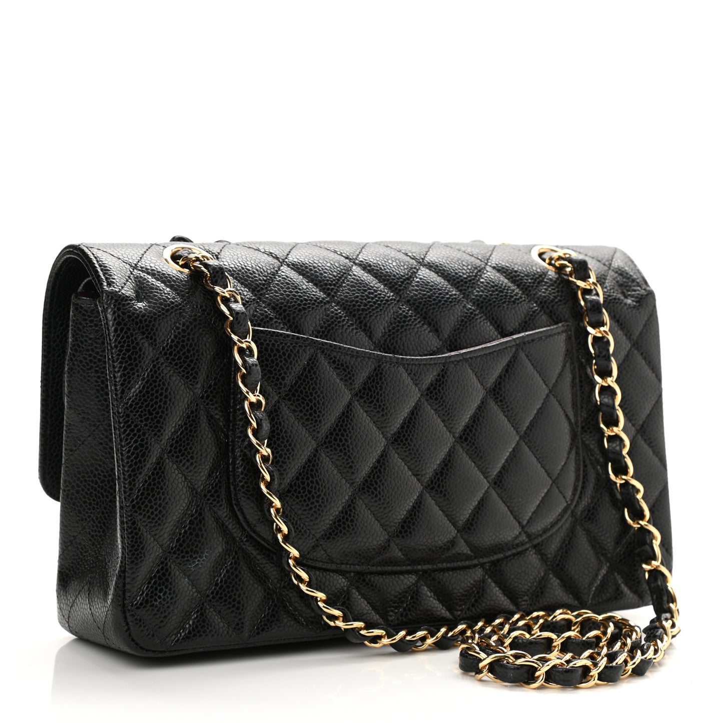 Caviar Quilted Medium Double Flap Black
