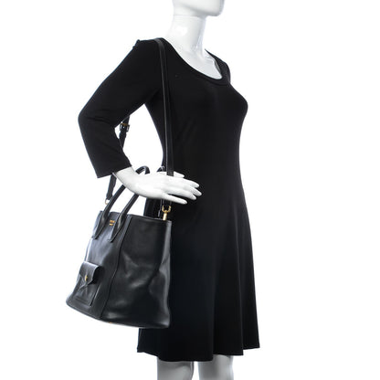 Prada Saffiano Cuir Front Pocket Tote Black 2 of 20