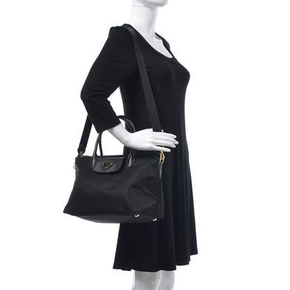Prada Tessuto Nylon Saffiano Tote Black 2 of 7