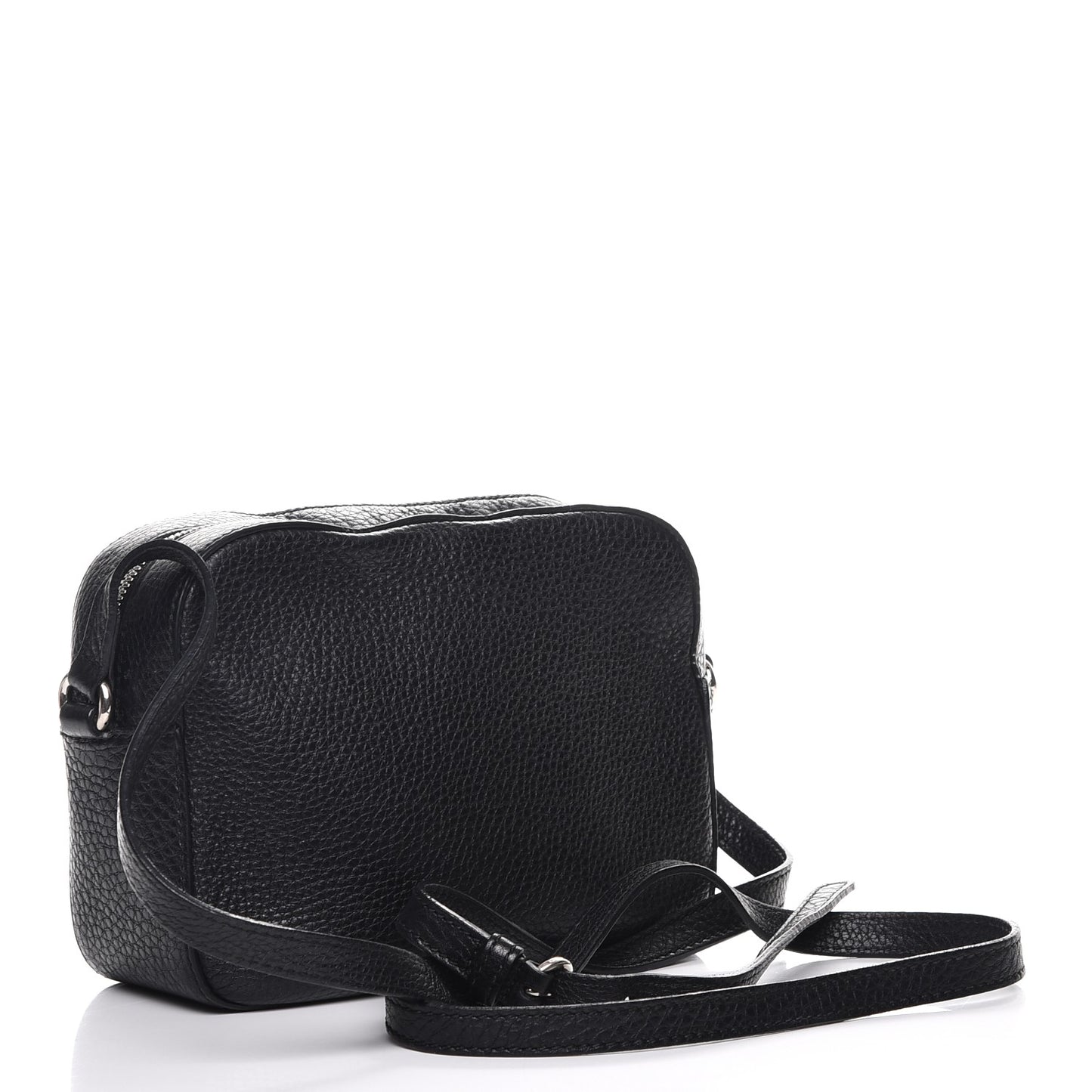Pebbled Calfskin Studded Small Soho Disco Bag Black