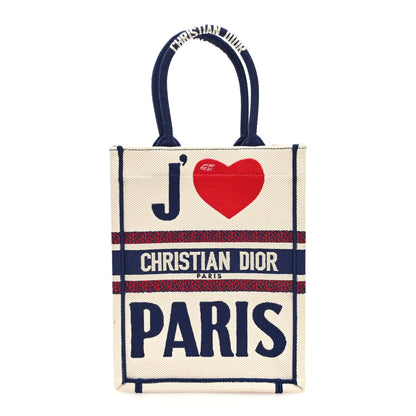 Christian Dior Canvas Embroidered Vertical Book Tote White 1 of 10
