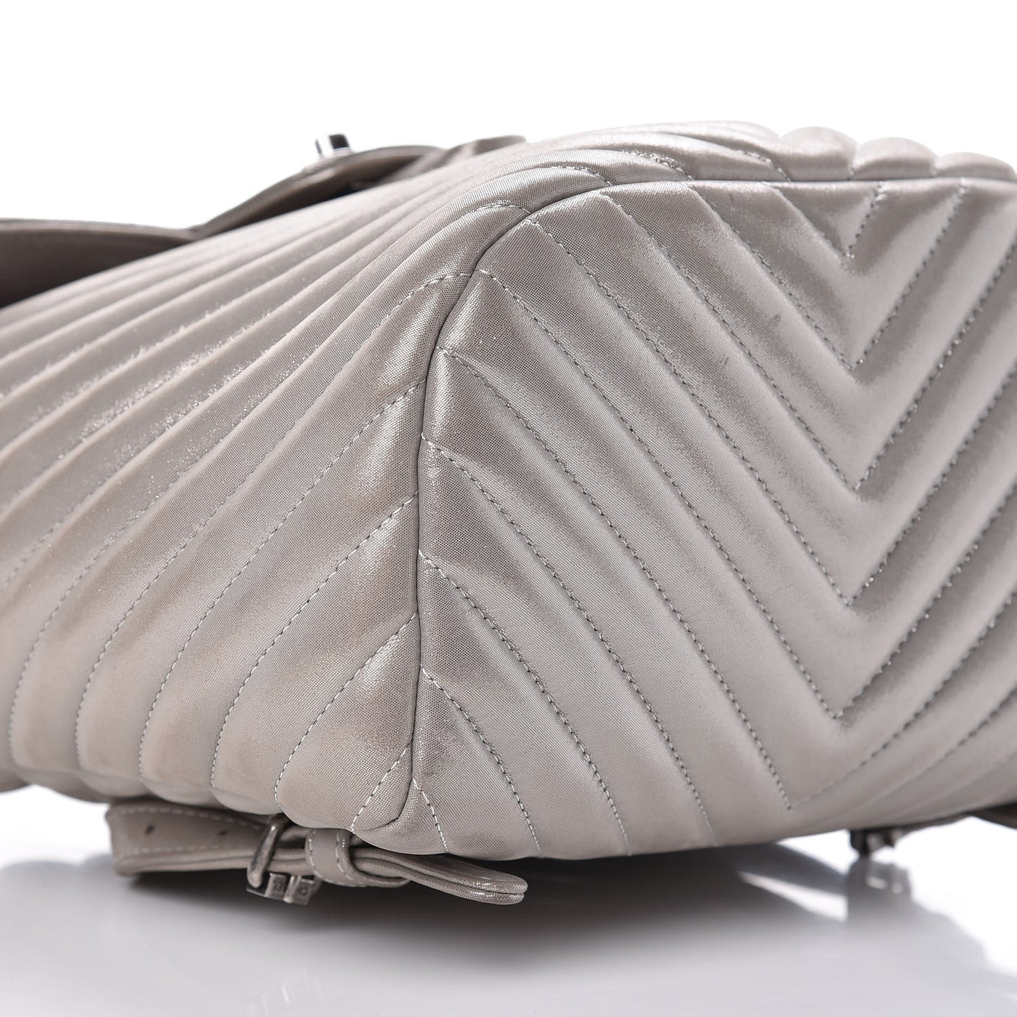 Metallic Calfskin Chevron Quilted Small Urban Spirit Backpack Silver