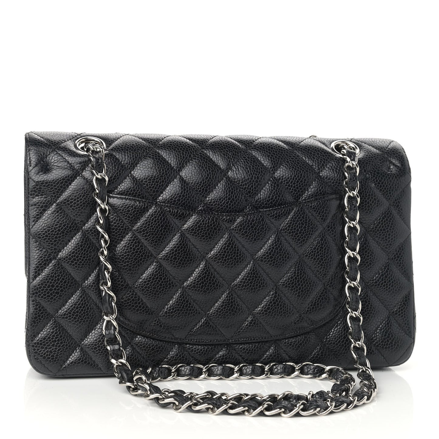 Caviar Quilted Medium Double Flap Black