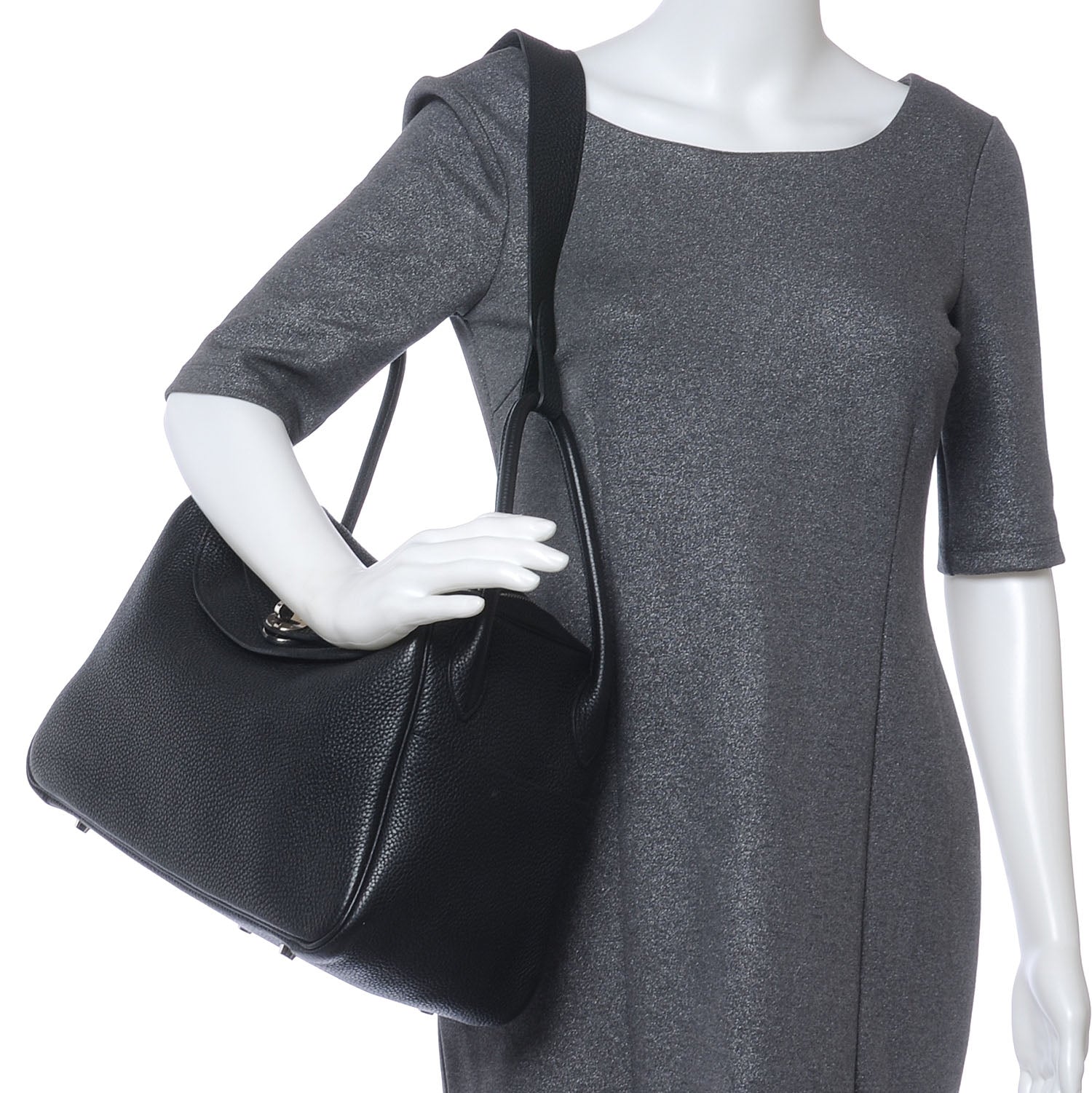 Hermes Taurillon Clemence Lindy 34 Black 2 of 9