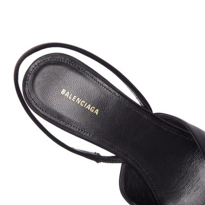 Balenciaga Satin Pointed Toe Knife Slingback Mules 35 Black 6 of 9