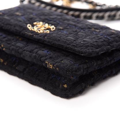 Chanel Tweed Quilted Chanel 19 Wallet On Chain WOC Black Navy Gold 9 of 10