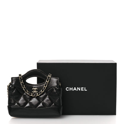 Chanel Shiny Lambskin Quilted Micro 31 Clutch With Chain Black 11 of 11