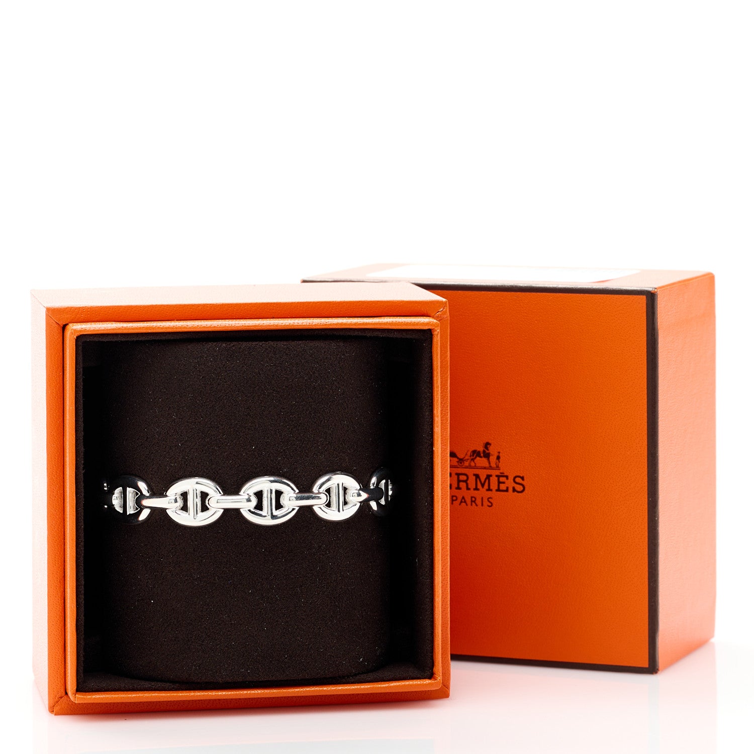 Hermes Sterling Silver MM Chaine d'Ancre Enchainee Cuff Bracelet ST 5 of 5