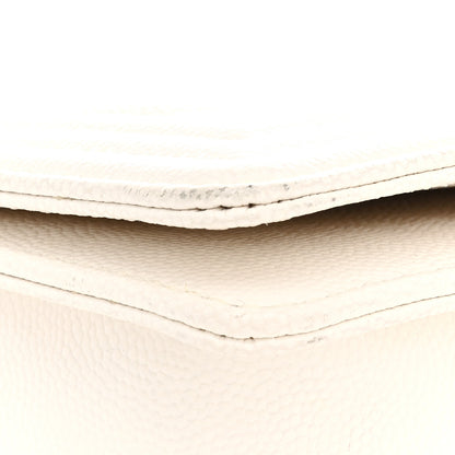 Chanel Caviar Chevron Quilted Medium Boy Flap White 11 of 12