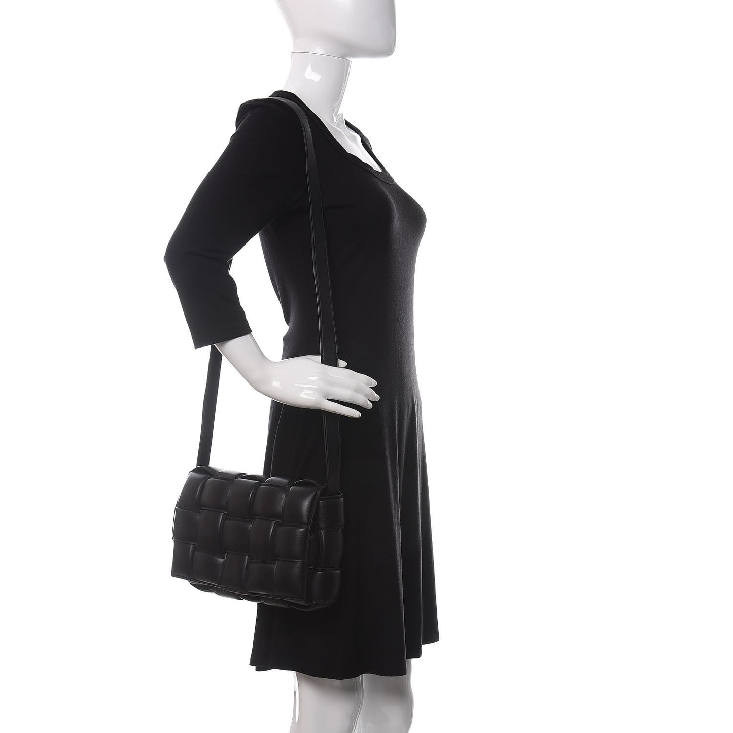 Nappa Maxi Intreccio Padded Cassette Crossbody Bag Black