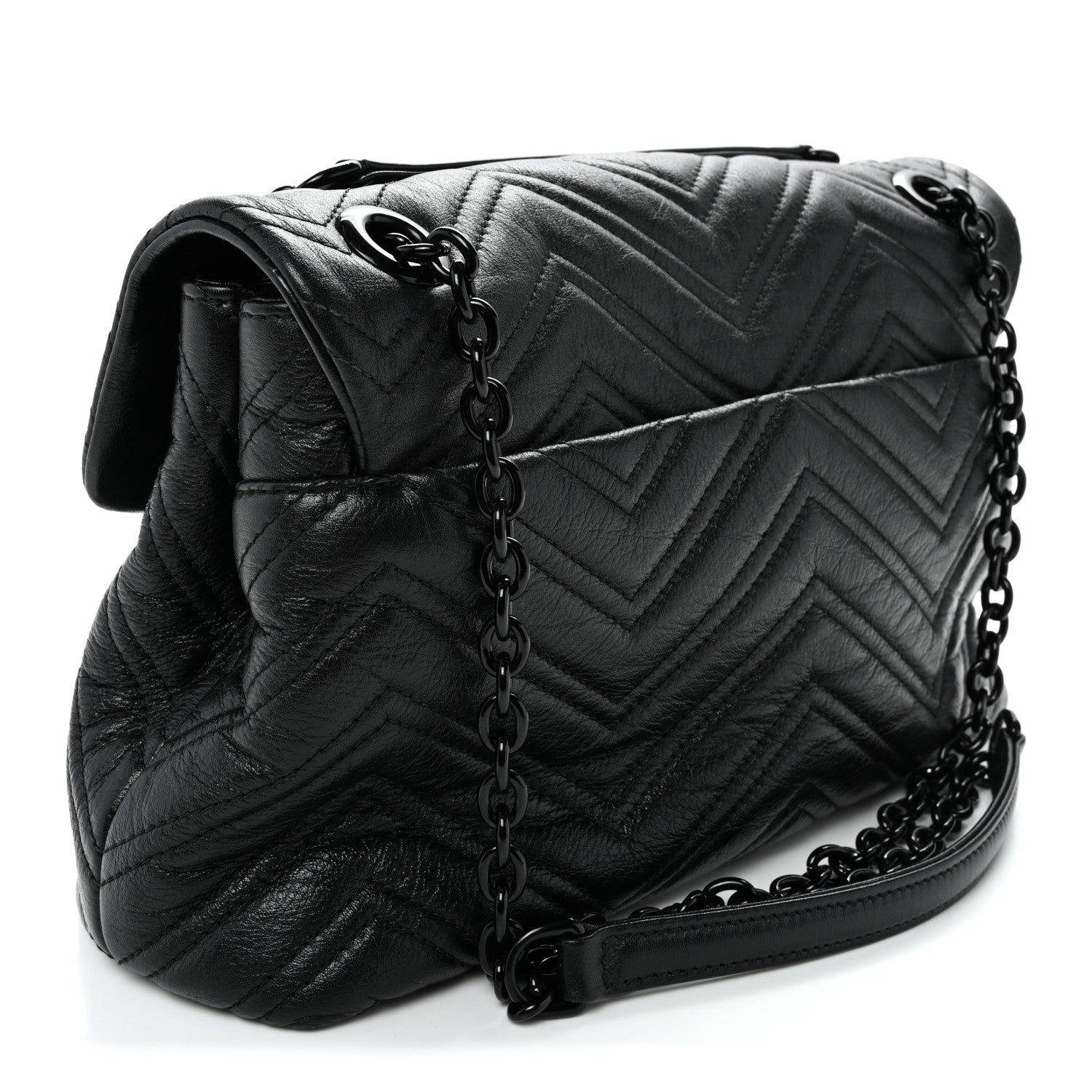 Gucci Soft Calfskin Matelasse Medium GG Marmont Shoulder Bag Black 3 of 10