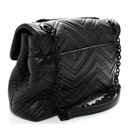 Gucci Soft Calfskin Matelasse Medium GG Marmont Shoulder Bag Black 3 of 10