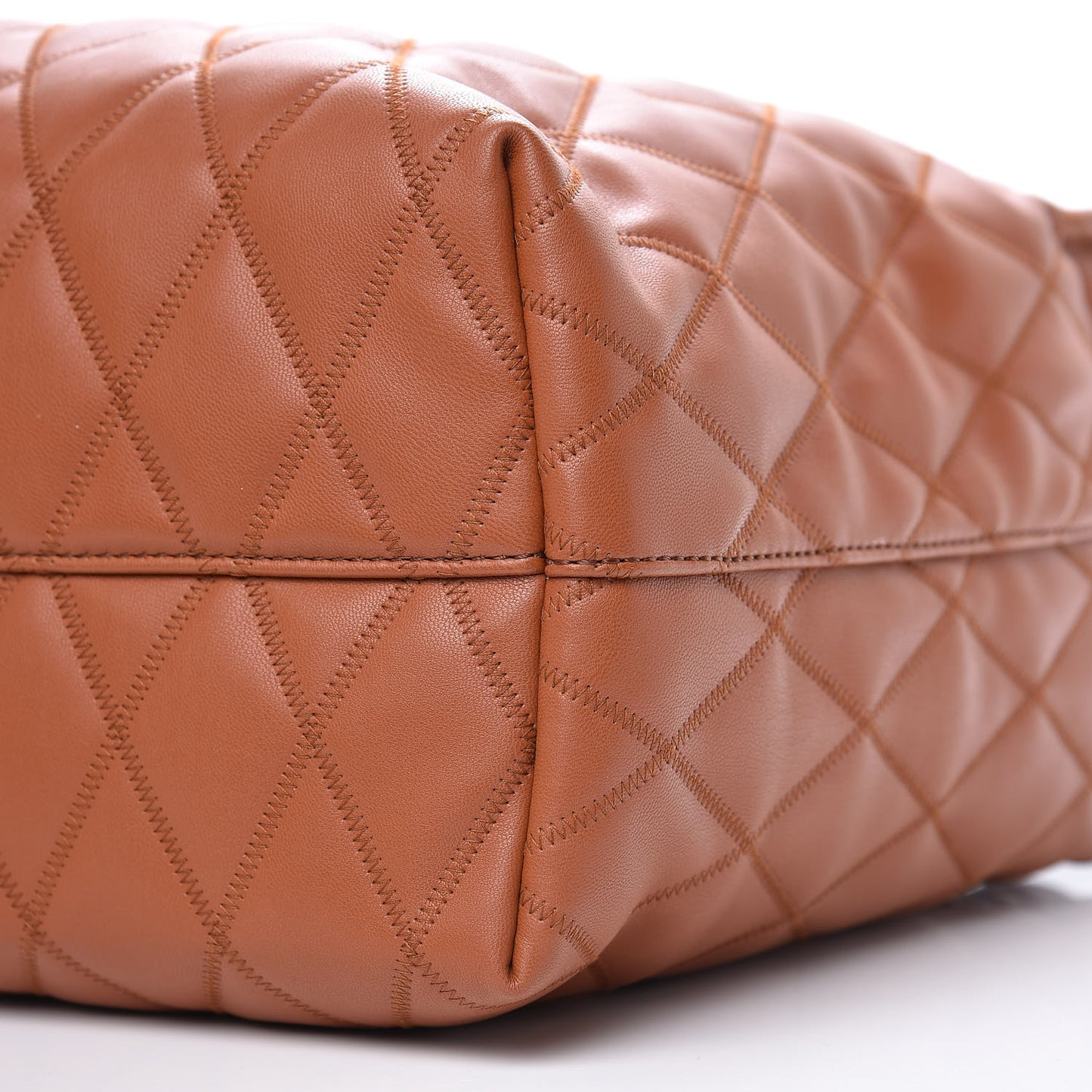 Rubber Effect Canvas Quilted Duo Shopper Tote Chestnut