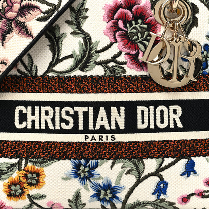 Christian Dior Canvas Petites Fleurs Embroidered Medium Lady D-Lite White Multicolor 8 of 11