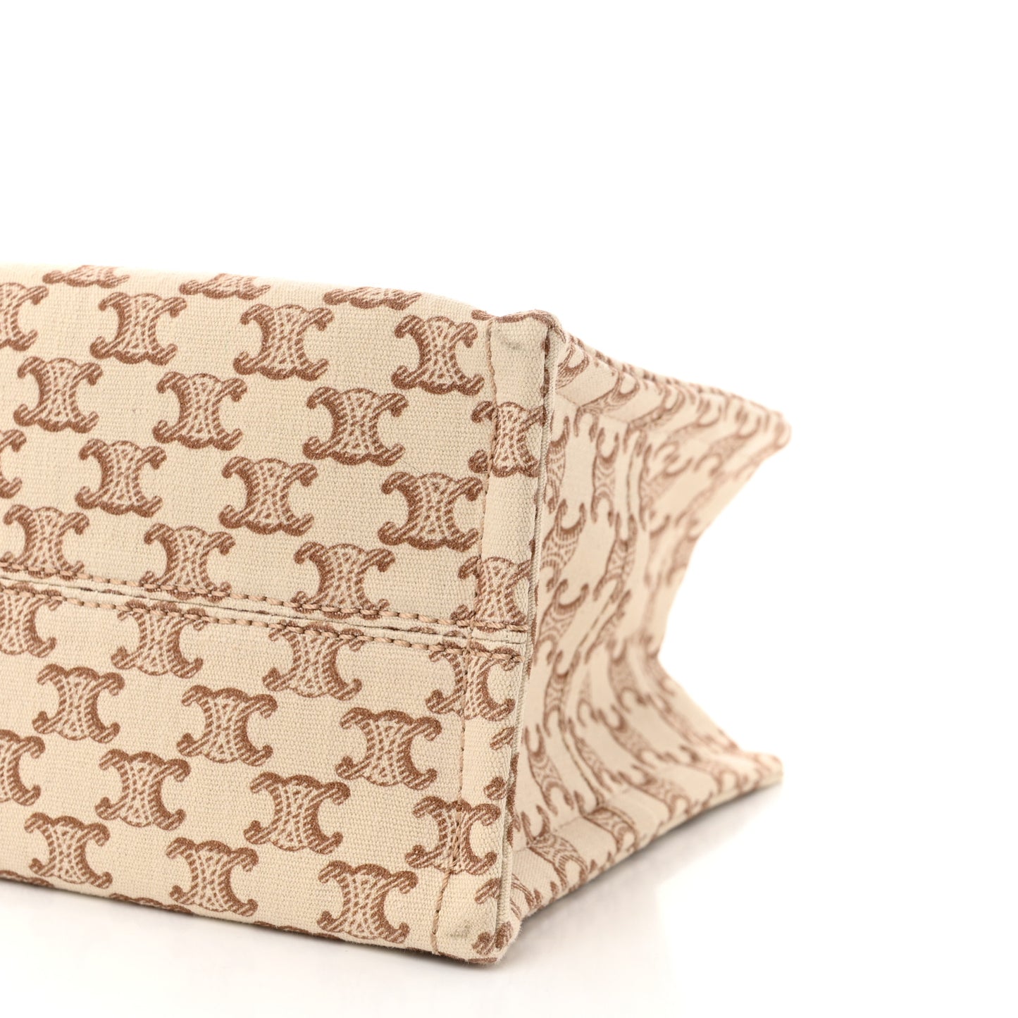 Canvas Calfskin Triomphe Print Small Cabas Thais White