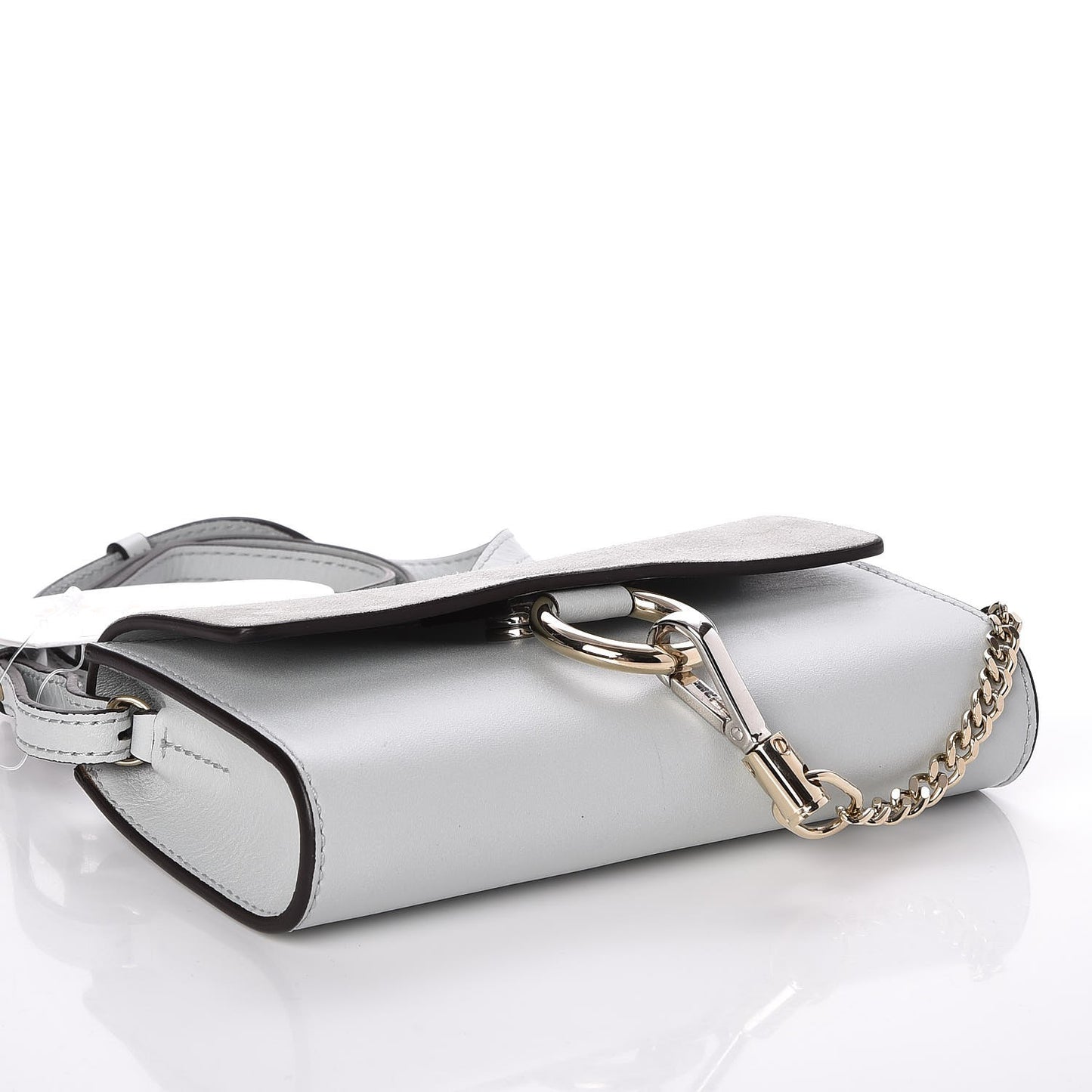 Suede Calfskin Mini Faye Shoulder Bag Airy Grey