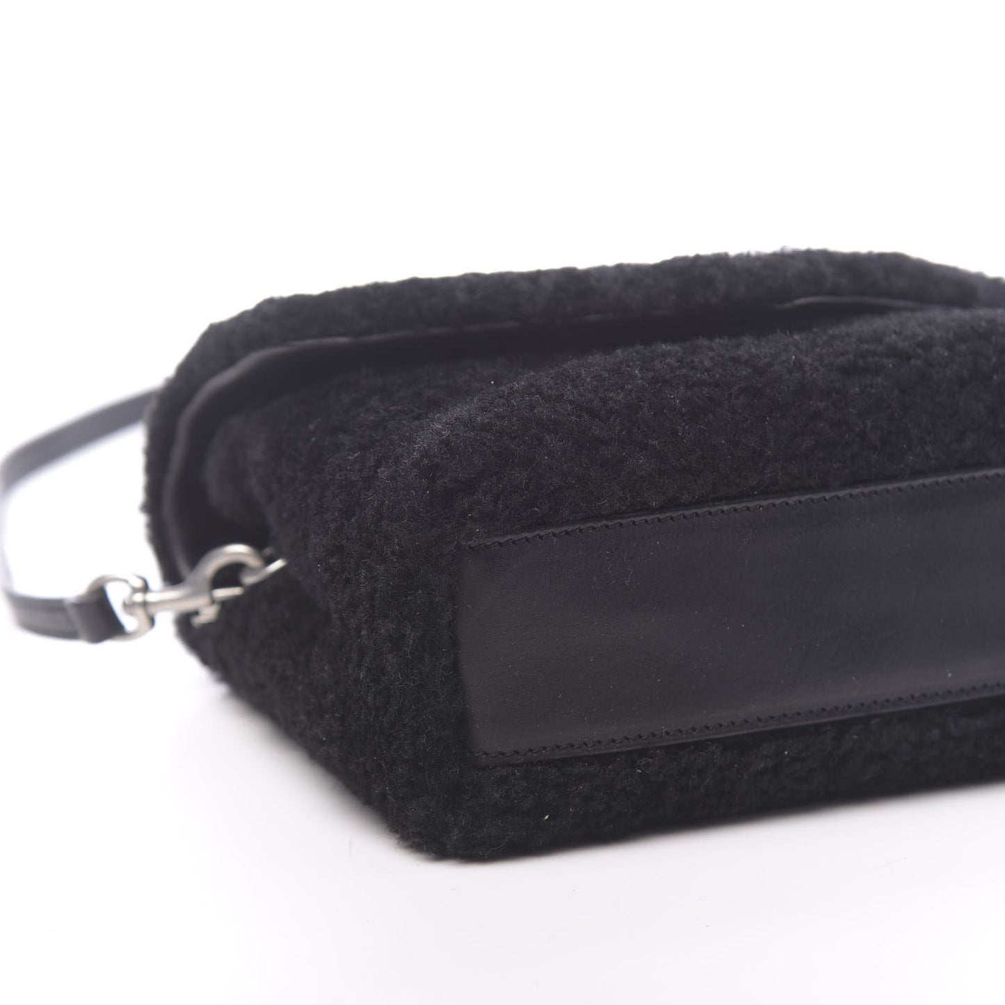 Shearling Toy Loulou Shoulder Bag Black
