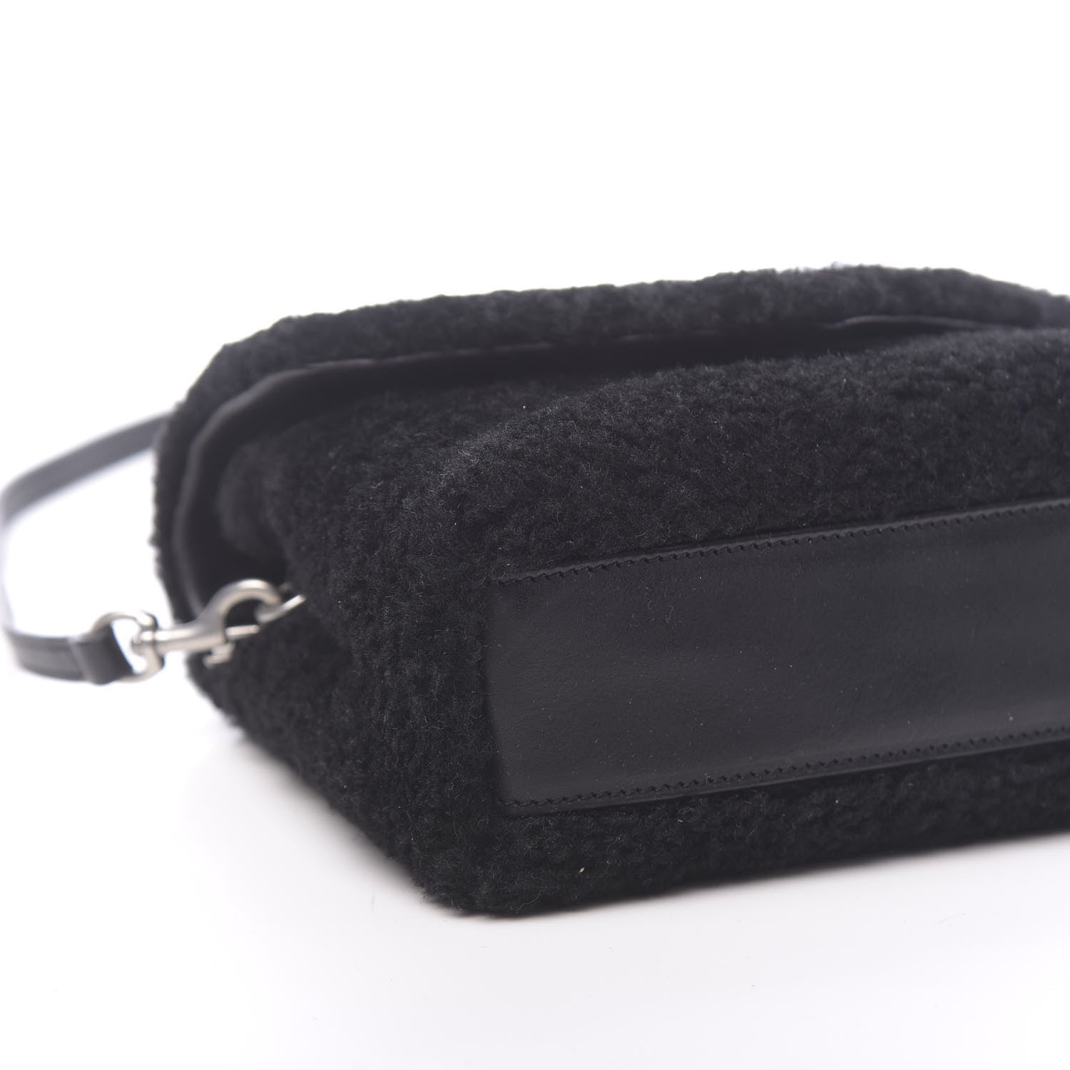Saint Laurent Shearling Toy Loulou Shoulder Bag Black 8 of 9
