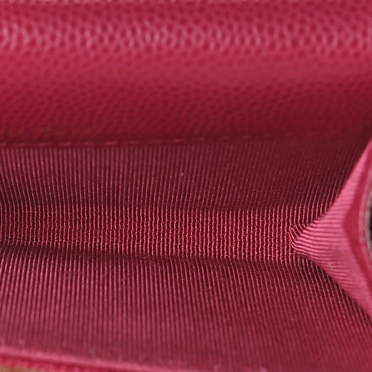 Caviar Quilted Flap Card Holder Wallet Dark Pink