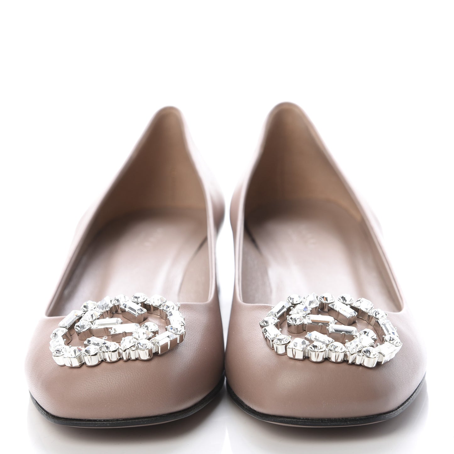 Nappa Crystal Interlocking G Ballet Flats 36.5 Dark Cipria