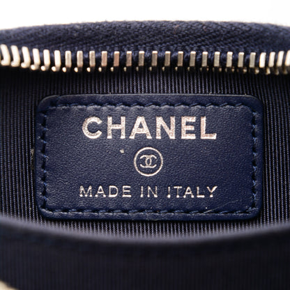Chanel Caviar Chevron Quilted Zip Around Coin Purse Navy Blue 6 of 7