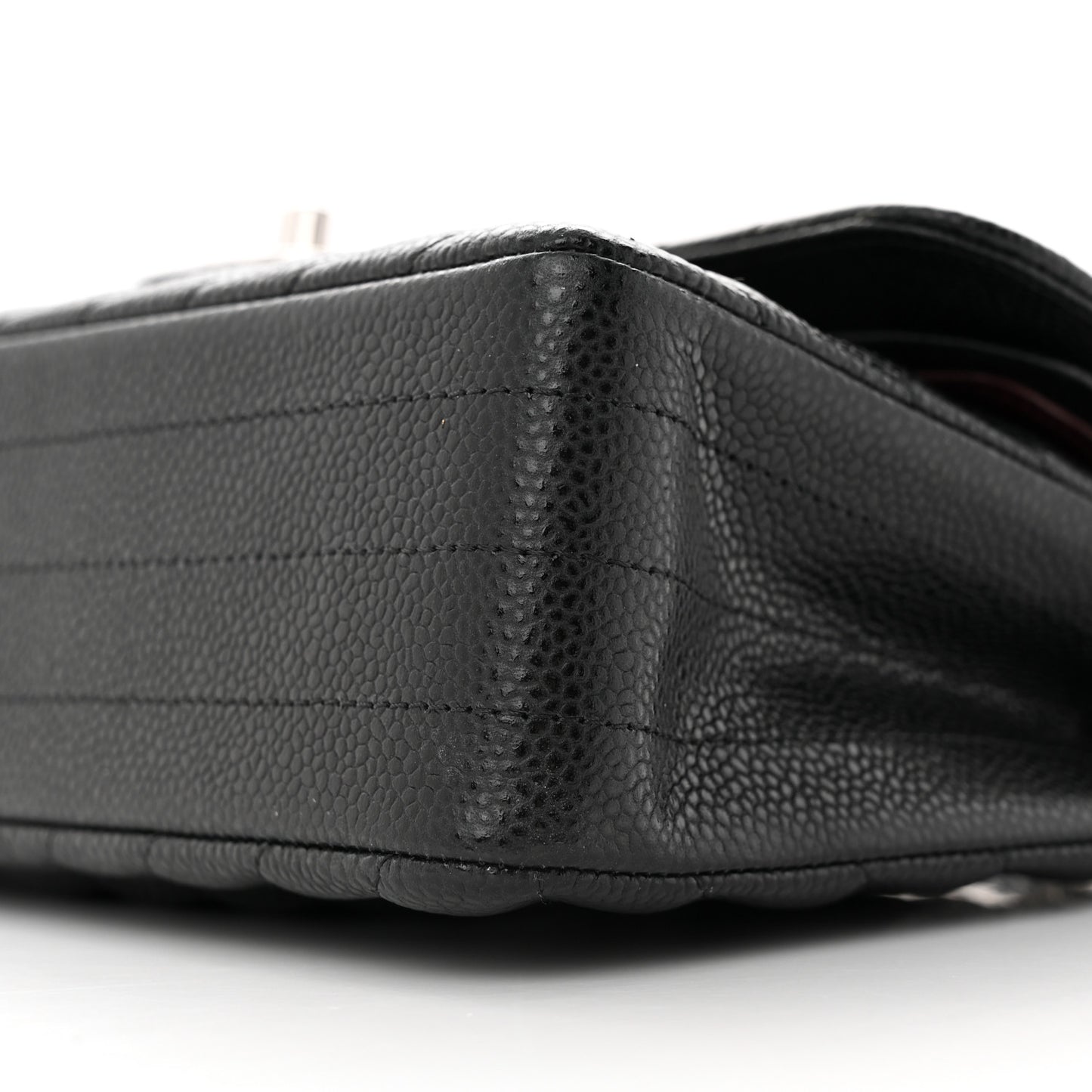 Caviar Chevron Quilted Small Double Flap Black