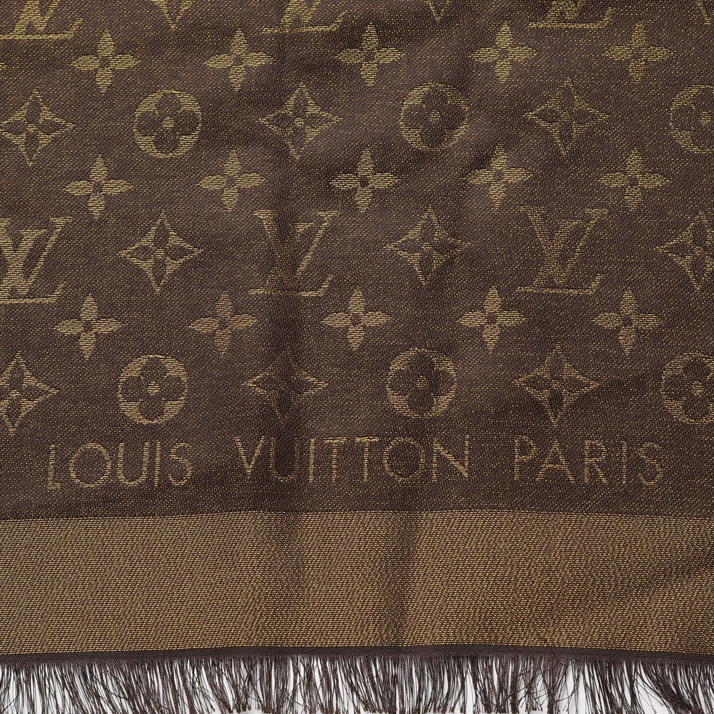 Silk Lurex Wool Monogram Shine Shawl Brown