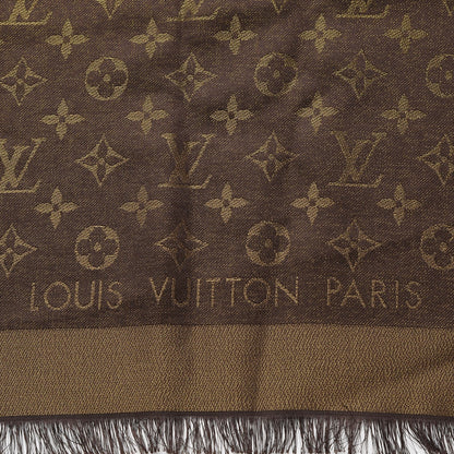 Louis Vuitton Silk Lurex Wool Monogram Shine Shawl Brown 3 of 4