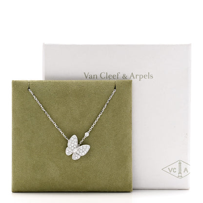 Van Cleef & Arpels 18K White Gold Diamond Two Butterfly Pendant Necklace 7 of 7