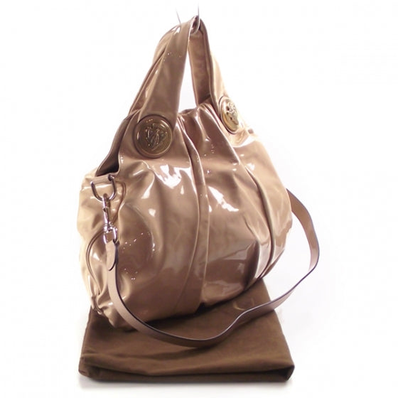 Patent Leather Hysteria Hobo Beige