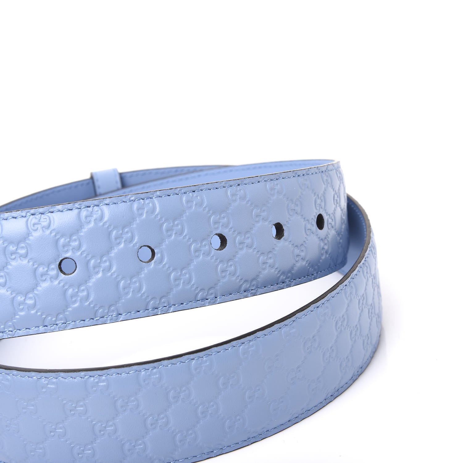 Gucci Soft Microguccissima Margaux Calfskin Belt 90 36 Mineral Blue 4 of 5
