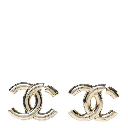 Chanel Metal Large CC Earrings Light Gold 1 of 6