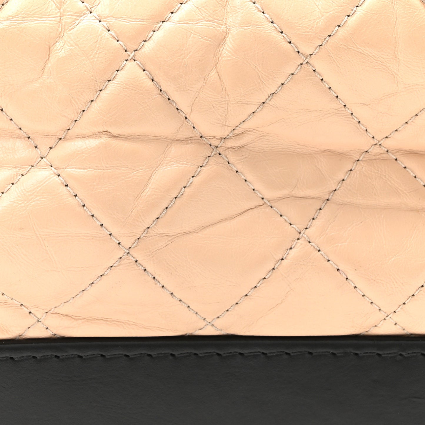 Aged Calfskin Quilted Small Gabrielle Hobo Beige Black