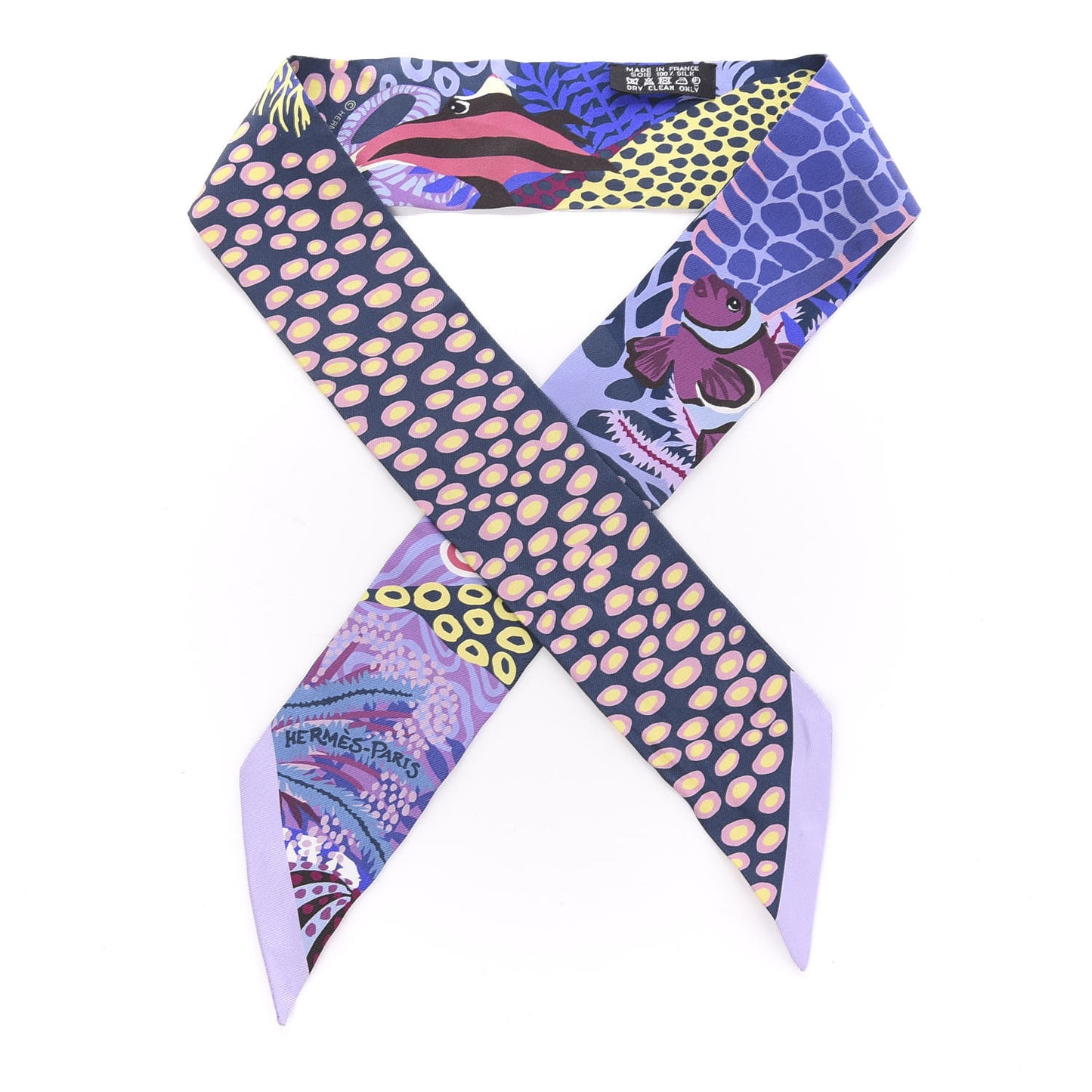 Silk Under The Waves Twilly Mauve Marine Jaune
