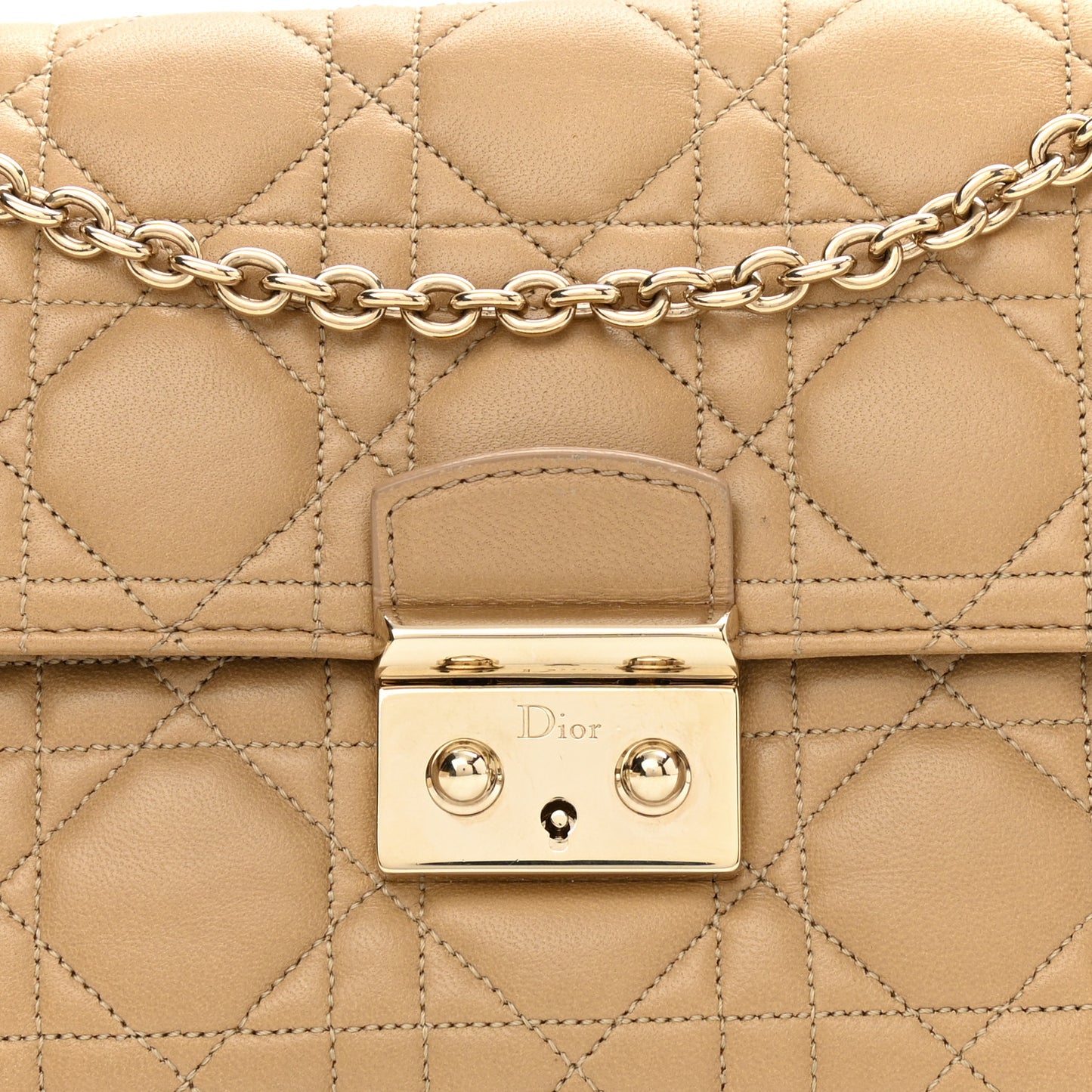 Lambskin Cannage Miss Dior Promenade Pouch Beige