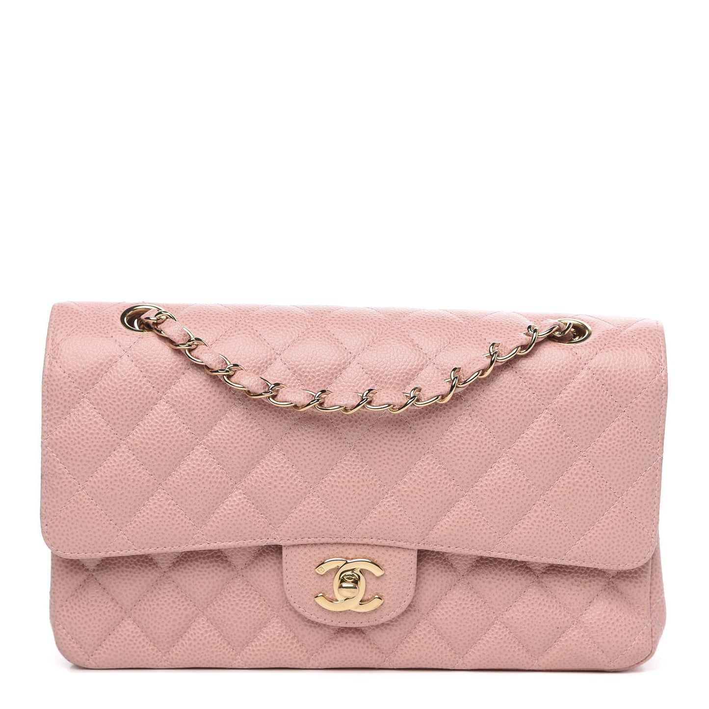 Caviar Quilted Small Double Flap Pink