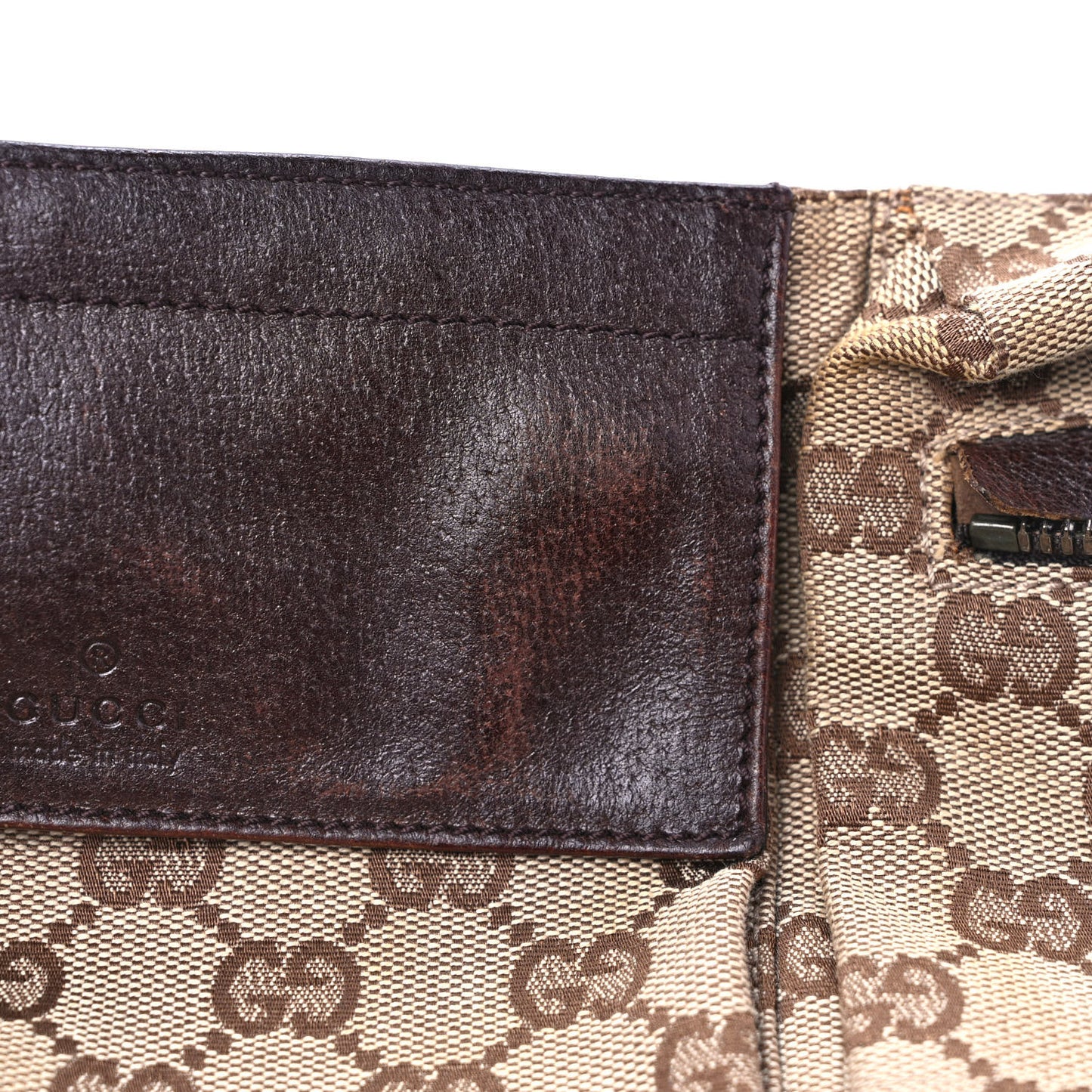 GG Monogram Double Pocket Belt Bag Dark Brown