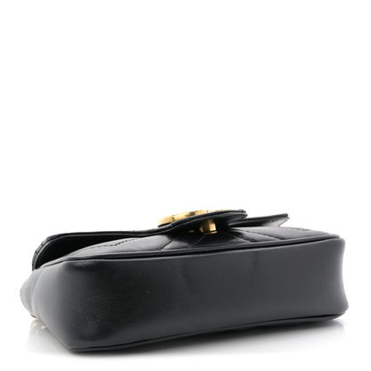 Gucci Calfskin Matelasse Super Mini GG Marmont Shoulder Bag Black 4 of 11